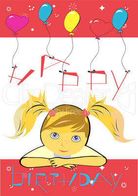 Birthday card with girl