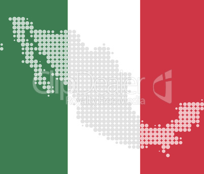Karte und Fahne von Mexiko