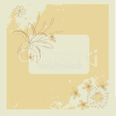 Retro stylized card with flowers