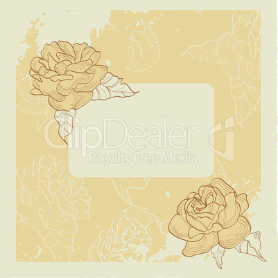 Retro stylized background with rose flowers