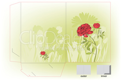 Gift folder with peony flowers