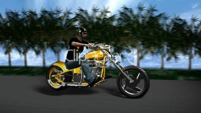 3D Man Riding Motorcycle HD1080