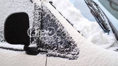 car in snow trap.