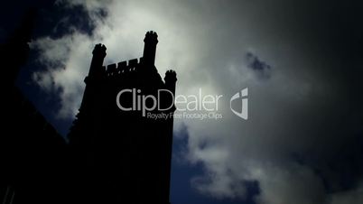 Time lapse clouds flowing past church steeple 1