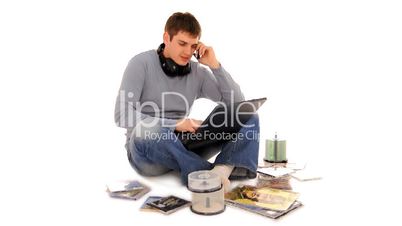 Man with laptop on white background