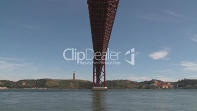 Bridge over Tagus  river Lisbon time lapse