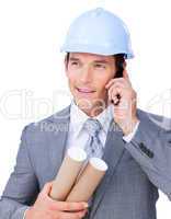 male architect on phone