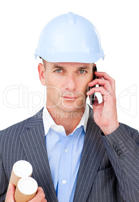 male architect on phone