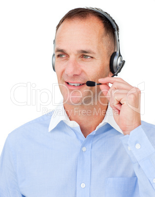 businessman using headset