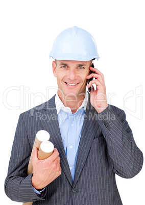 male architect talking on phone