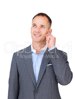 businessman using headset