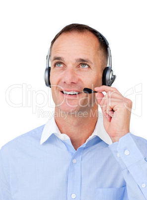 businessman using headset