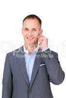 businessman using headset