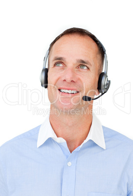 businessman using headset