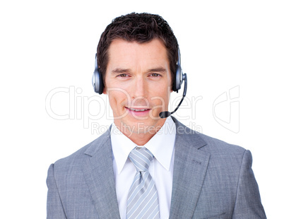 businessman using headset