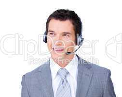 businessman using headset