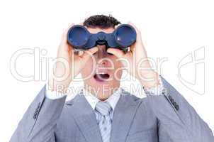 businessman looking through binoculars