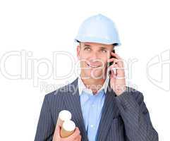 male architect talking on phone