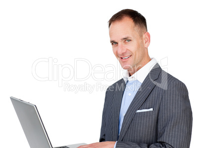 Charming businessman surfing the internet