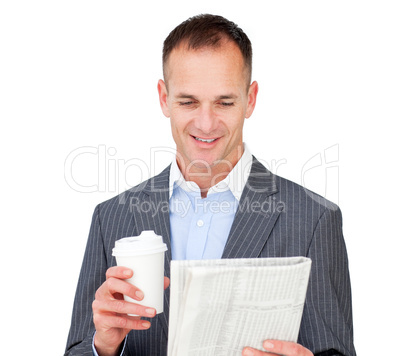 Attractive businessman holding a drinking cup