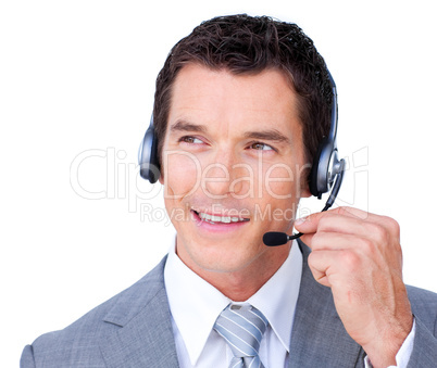 businessman using headset