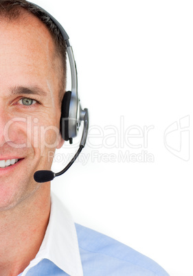 businessman using headset