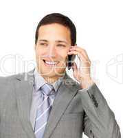 Assertive male executive on phone
