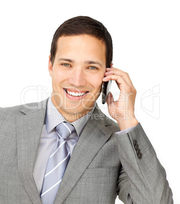 Charming male executive on phone