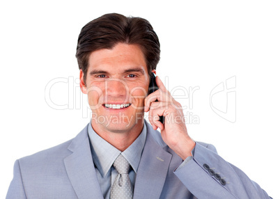 Charming businessman talking on phone