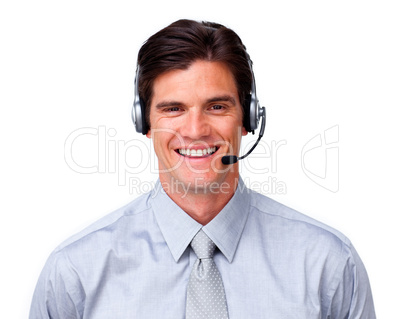 service representative with headset on