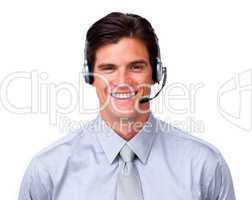 service representative with headset on