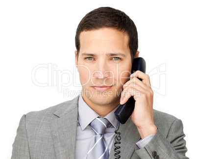 Beautiful businessman on phone