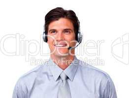 service representative with headset on