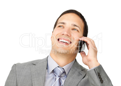 Cheerful male executive on phone