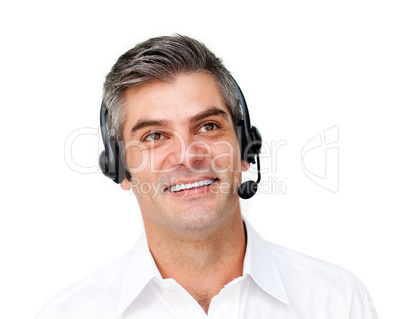 businessman using headset