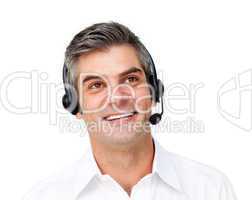 businessman using headset