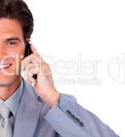 Smiling businessman talking on phone