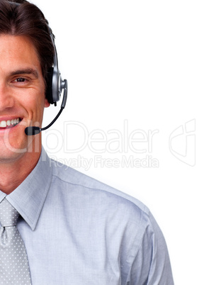 service representative with headset on