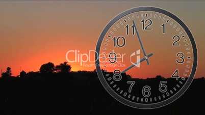 Clock With Sunset Time Lapse 03