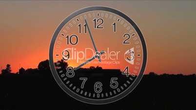 Clock With Sunset Time Lapse