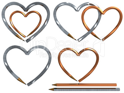 pen in heart shape isolated