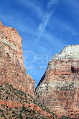 Zion National park vertical mountain valley