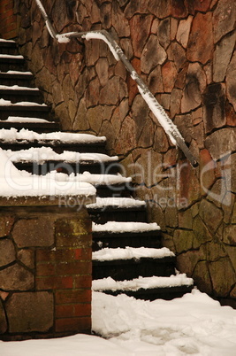 stairs with snow