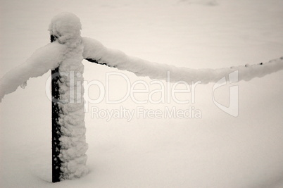 fence with snow