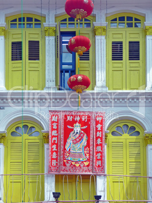 Hausfassade in Chinatown (Singapur)