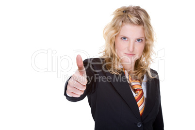 Businesswoman with thumbs up