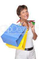 Seniorin mit Einkaufstaschen