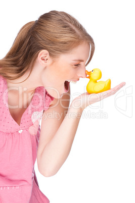 Frau mit Ente