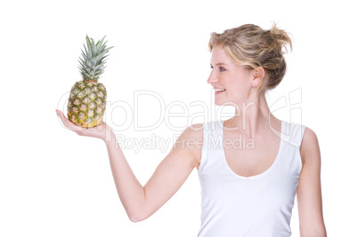 Woman with pineapple