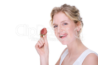 Woman with strawberry